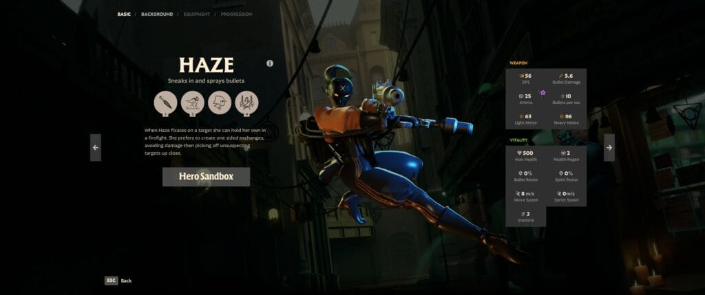 Beta Deadlock Haze in game Overview stats