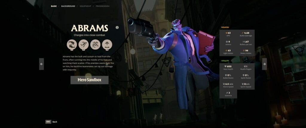 Beta Deadlock Abrams Main Screen Stats overview