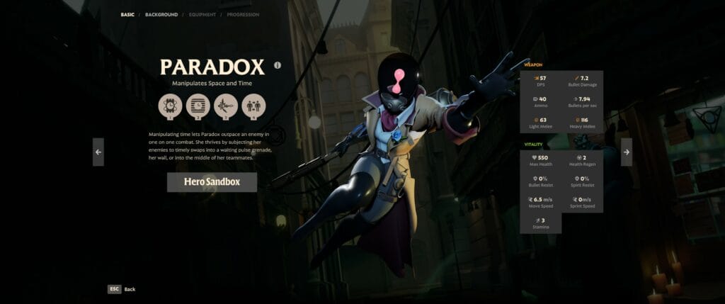 Beta Deadlock Paradox Main Screen Stats overview